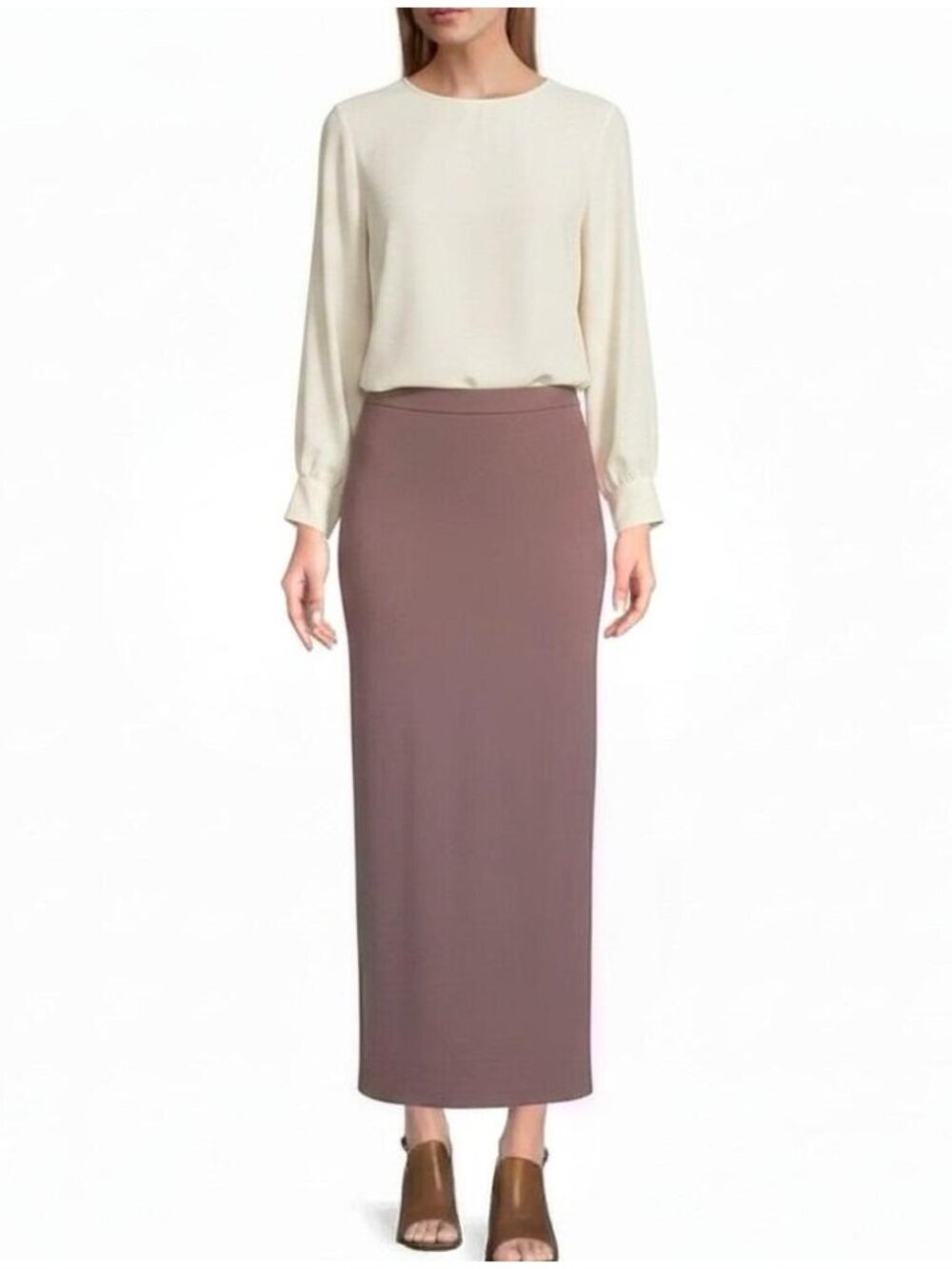 BRYN WALKER Jersey Knit Maxi Skirt Size Small Brown